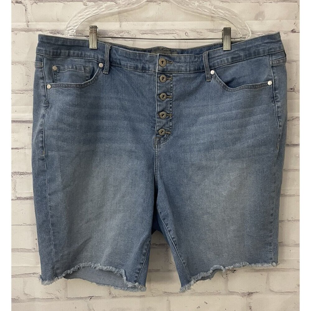 TORRID Cut Off Blue Jean Shorts Button Fly Size 24 Stretch